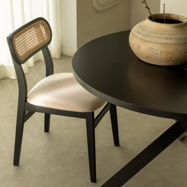 Modern woven-back chair