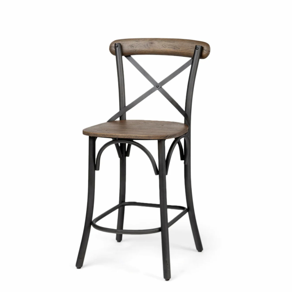 Rustic Farmhouse X-Back Counter Stool