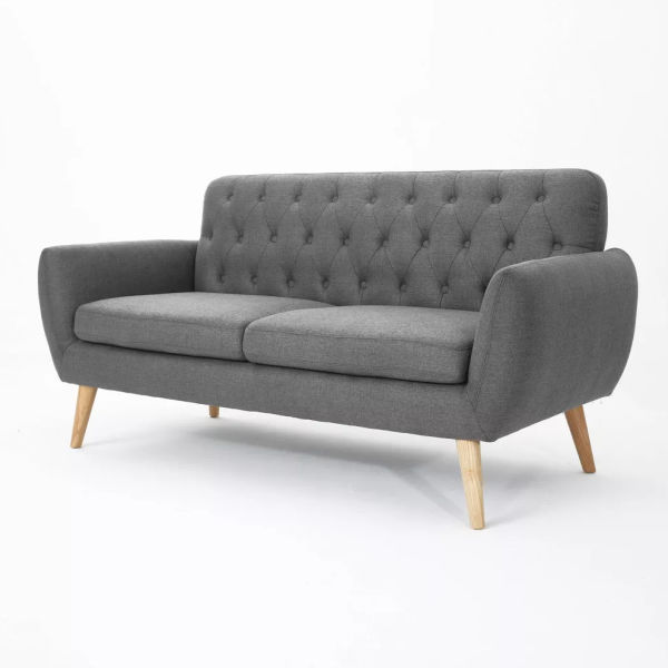 Mid Century Modern Tufted Fabric Sofa