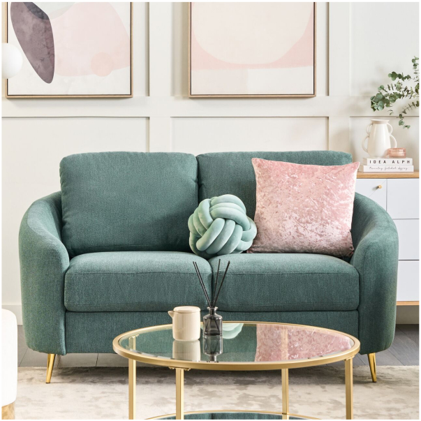 Modern Upholstered  Sofa with Gold Legs
