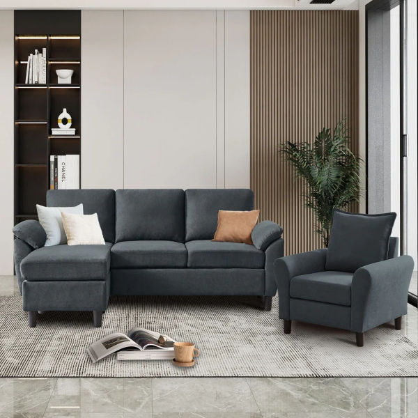 Sectional Sofa Set with Chair and Ottoman