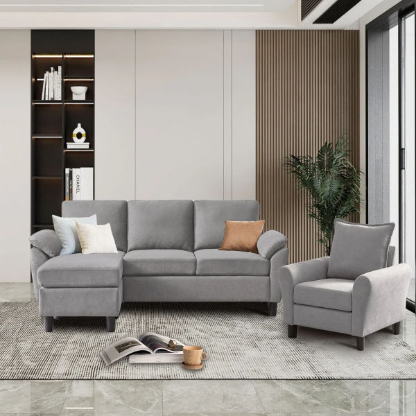 Sectional Sofa Set with Chair and Ottoman