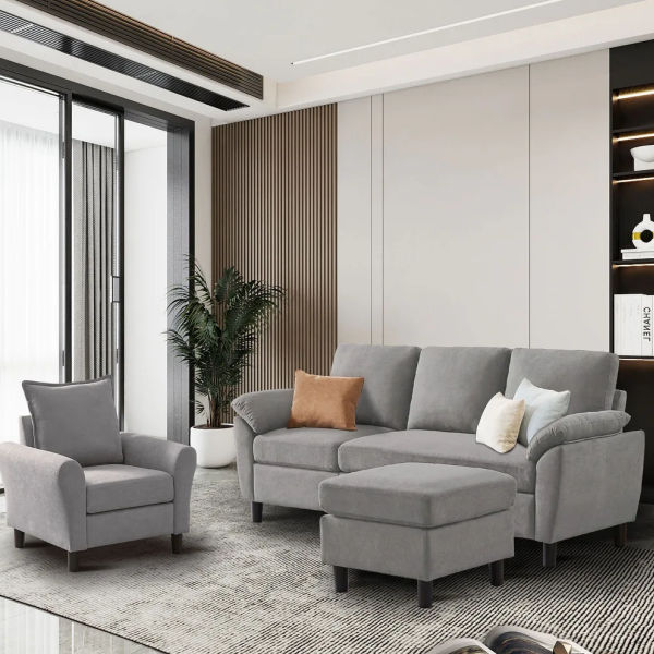 Sectional Sofa Set with Chair and Ottoman