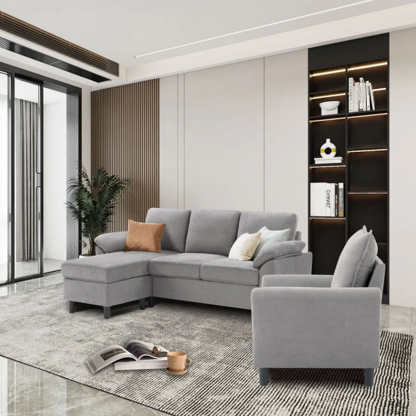Sectional Sofa Set with Chair and Ottoman