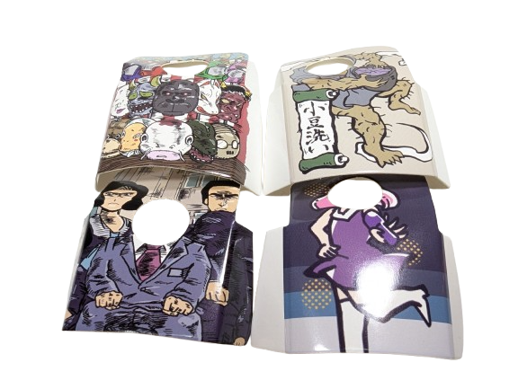 Cat with photo stand-in boards