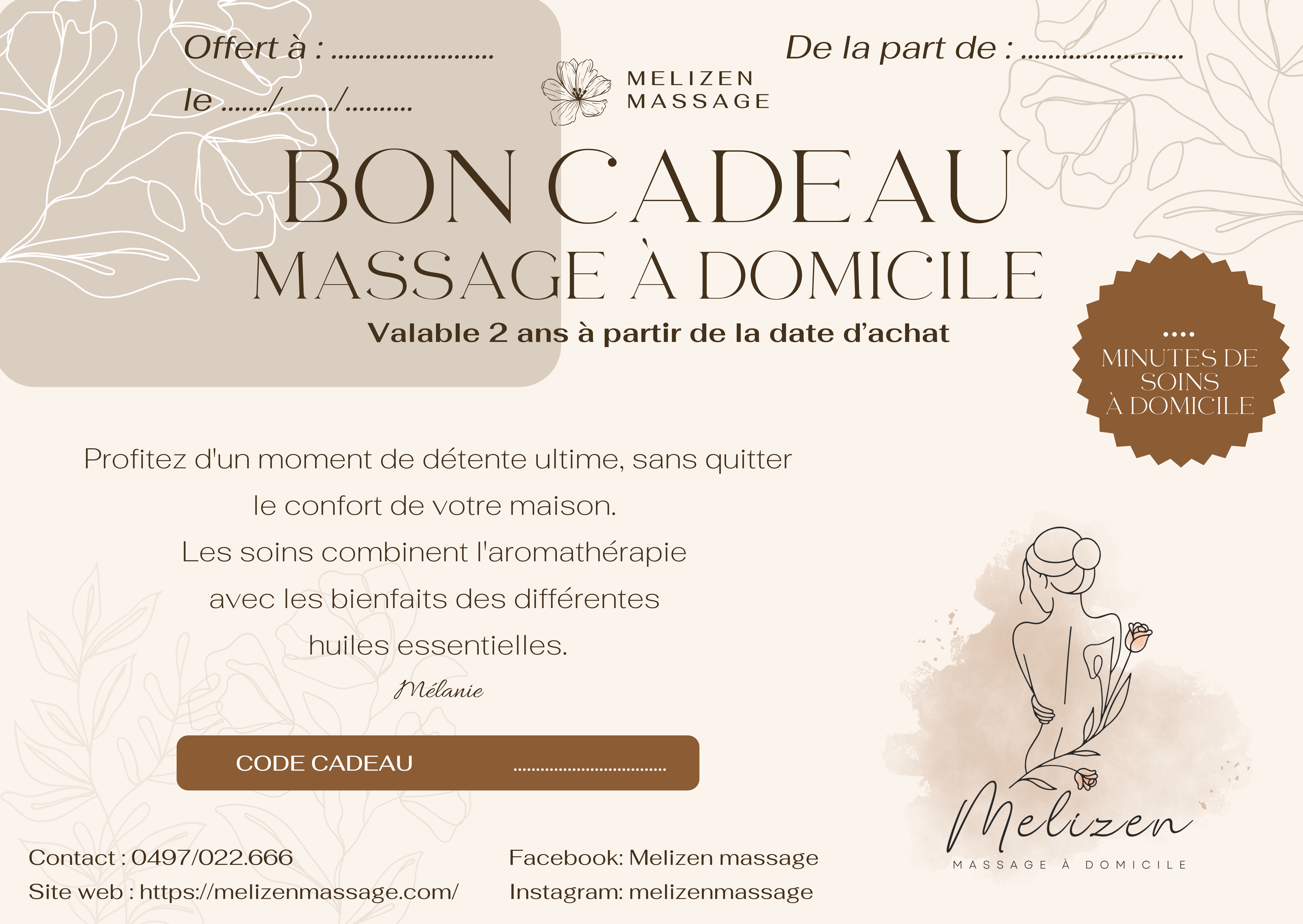 Bon cadeau massage
