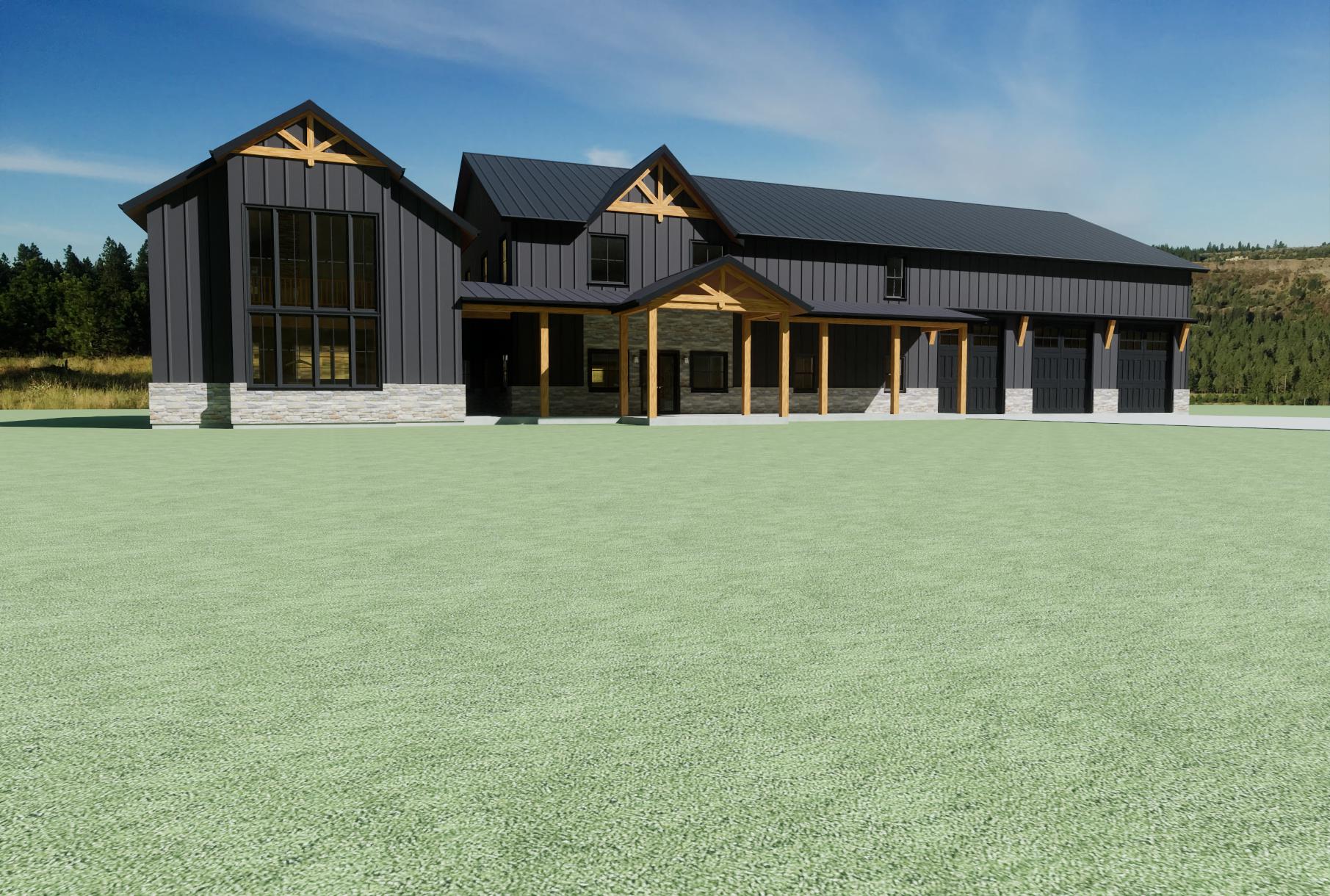 BD-004 Barndominium Design Plan with Guest House and Spacious 2,146 sq ft Garage