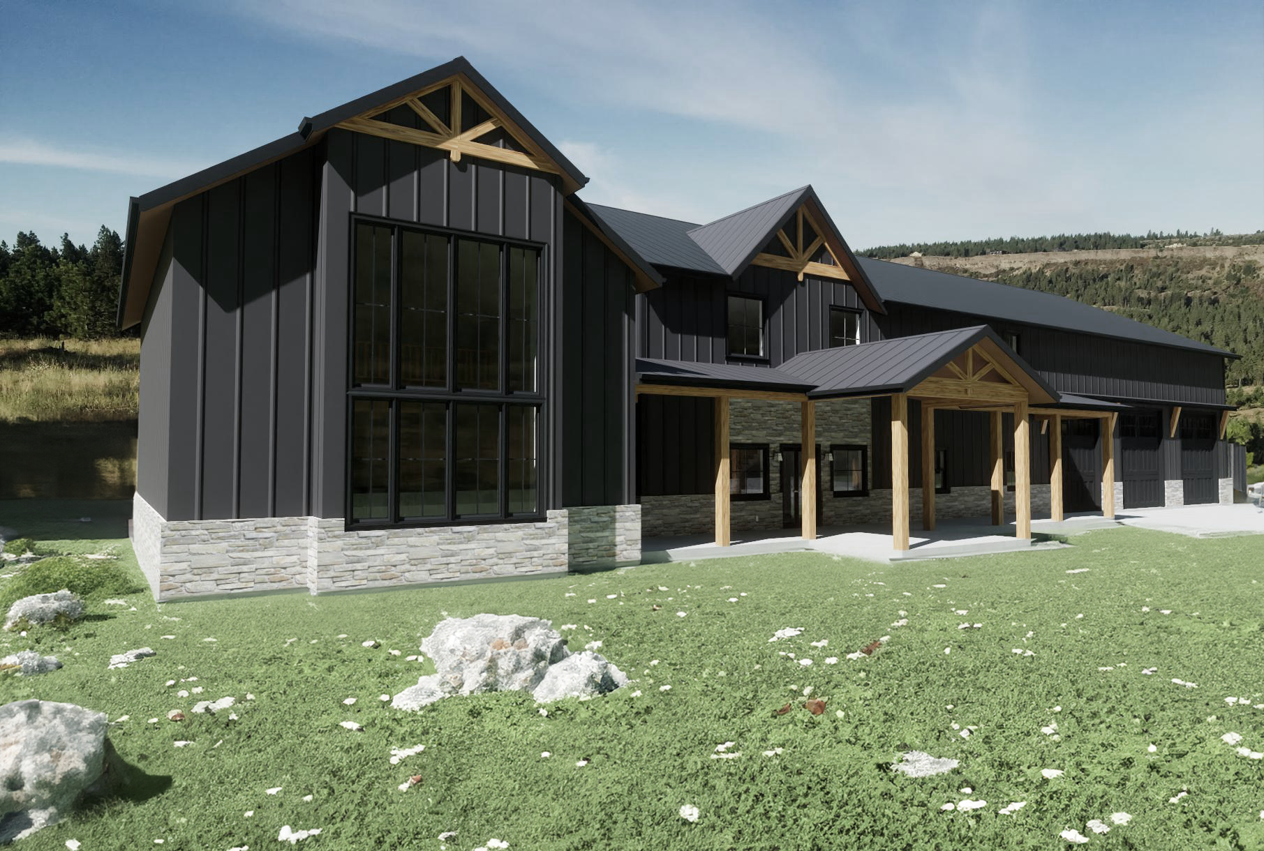 BD-004 Barndominium Design Plan with Guest House and Spacious 2,146 sq ft Garage