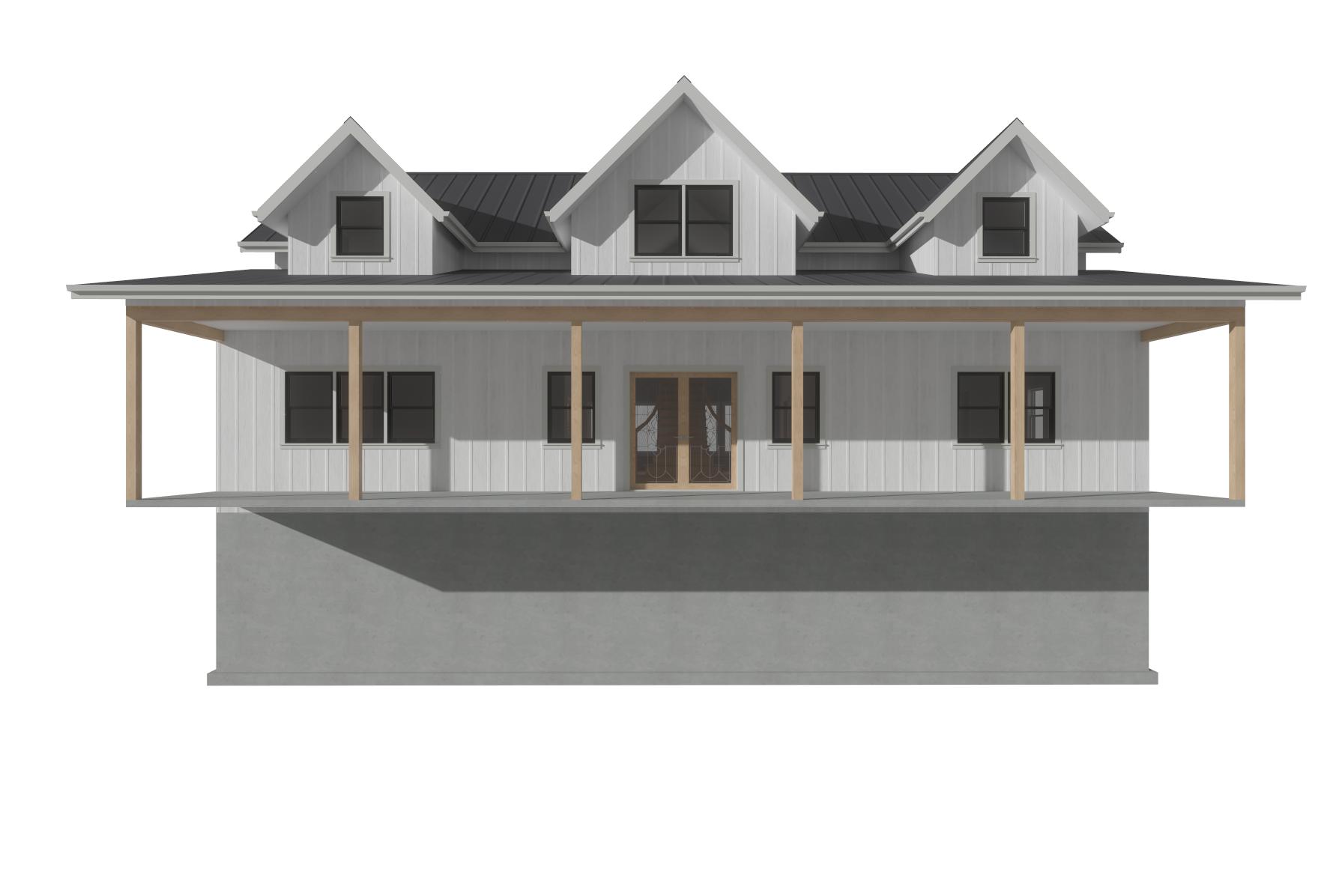 Farmhouse Plan BD012 - Customizable 3 Bedroom with Unfinished Basement