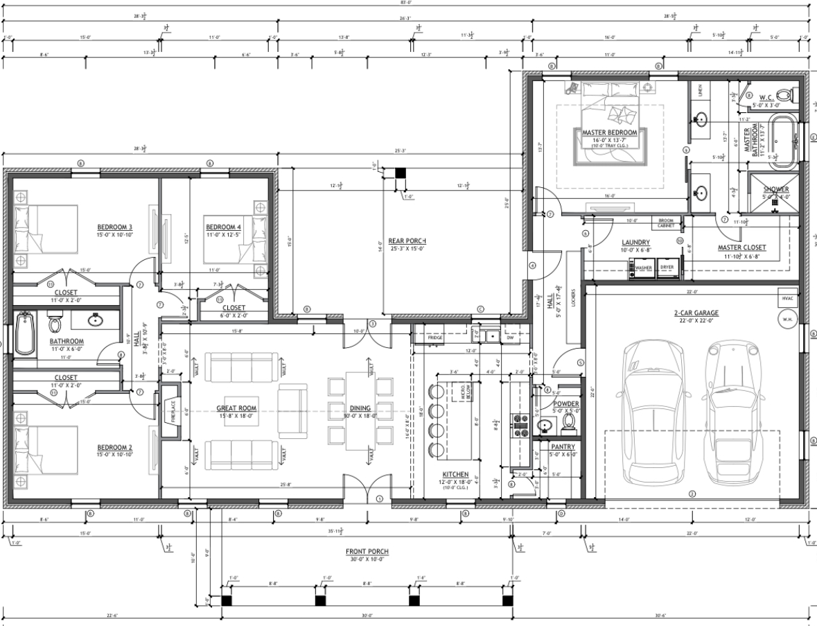 FARMHOUSE Plan BD017 - 3,197 SqFt Customizable Plan