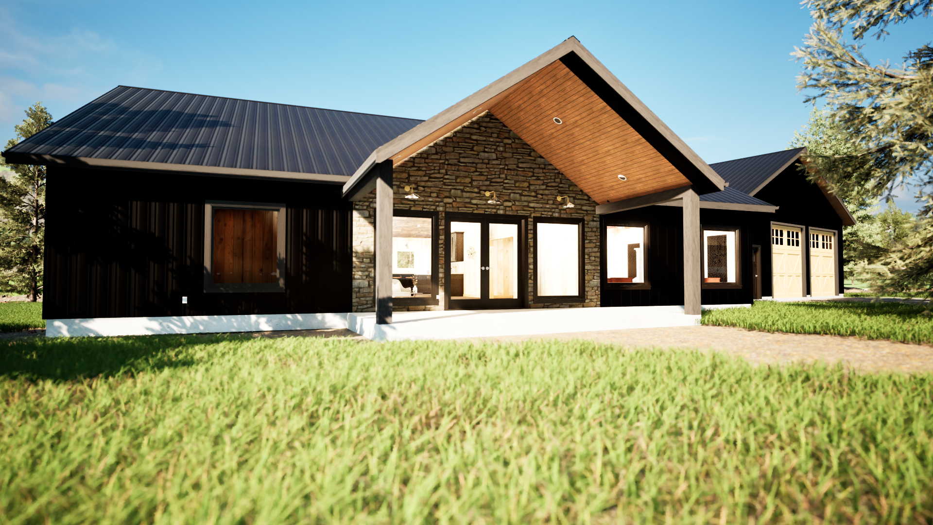 BD018 Ranch Style House Plan by Buckeye Plans - 3 Bedroom, 2.5 Bathroom Home with Open Concept and Vaulted Ceilings