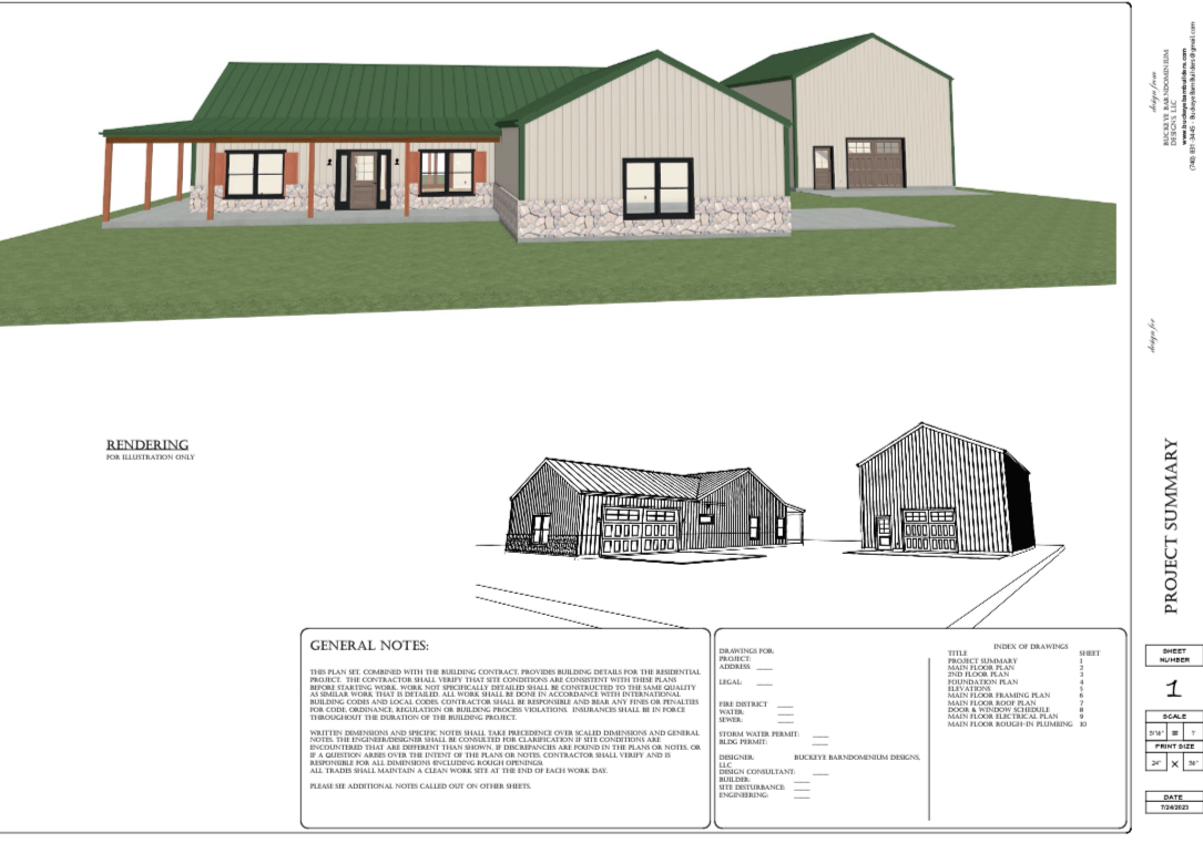 Buckeye Plans - BD019: 1,902 SqFt 3-Bedroom Barndominium with 1-Bedroom Guest House