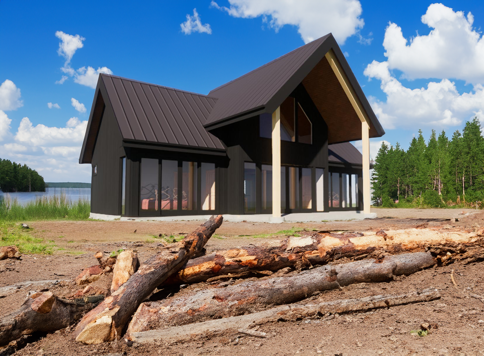 Plan BD021 - Stylish 1060 SqFt Lakehouse-Themed Barndominium with 233 SqFt Loft by Buckeye Plans