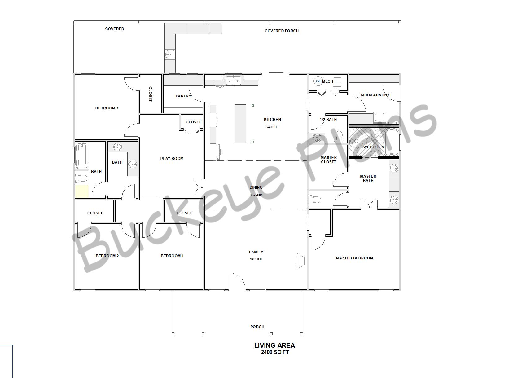 Plan BD037 - 2400 Sq Ft 4 Bedroom Barndominium Plan with Play Room