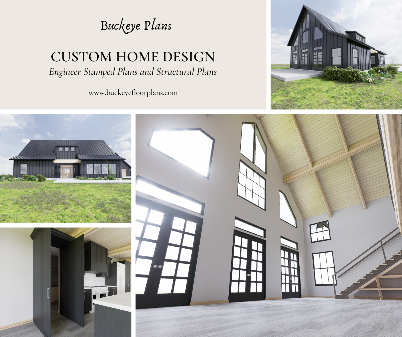 Customizable Two-Story Barndominium Floor Plan BD-057 | 3817 Sq Ft Modern Farmhouse Design