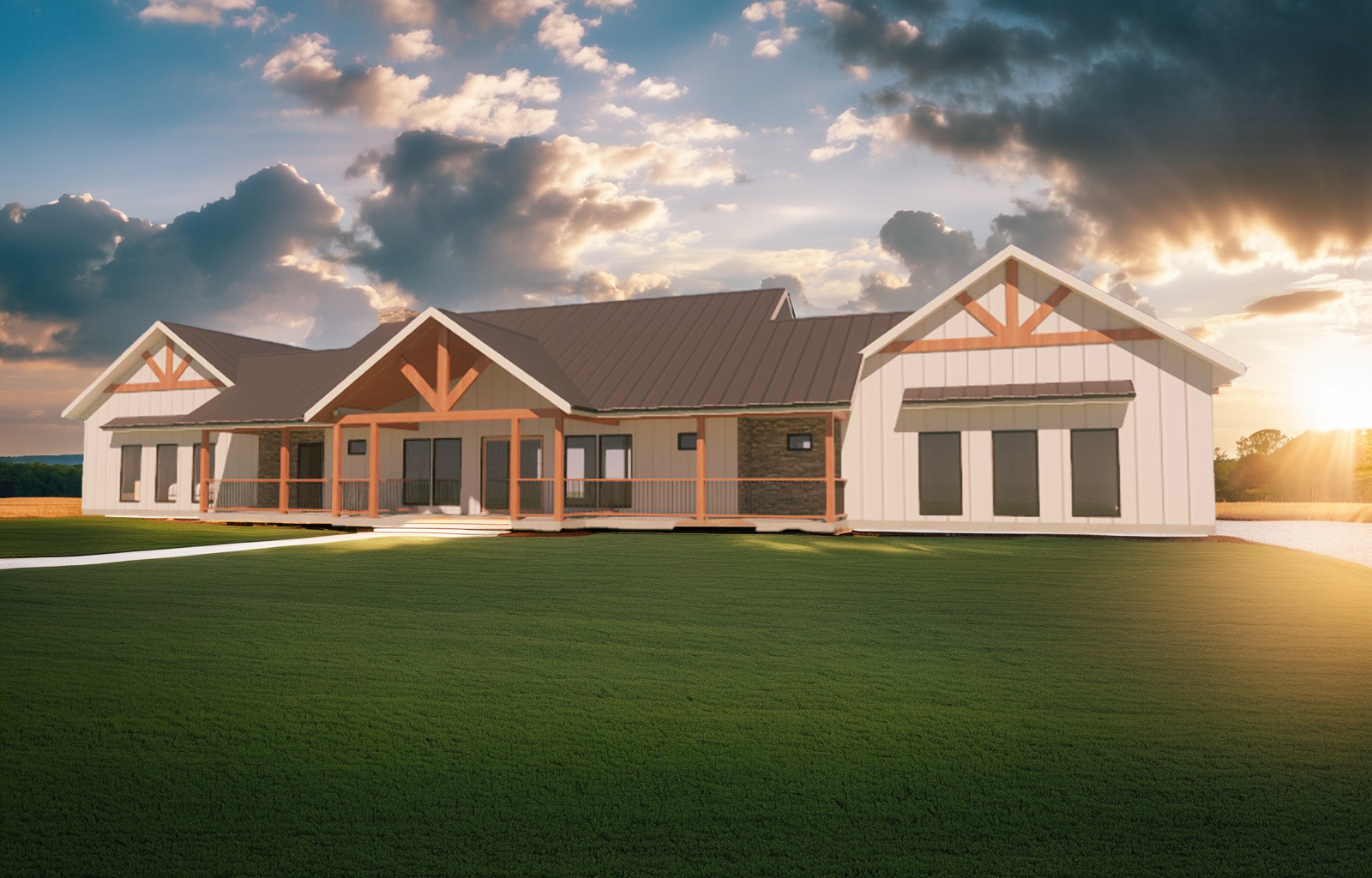 BD058 Modern Farmhouse Plan UNDER 2,000 SQFT of Living Area