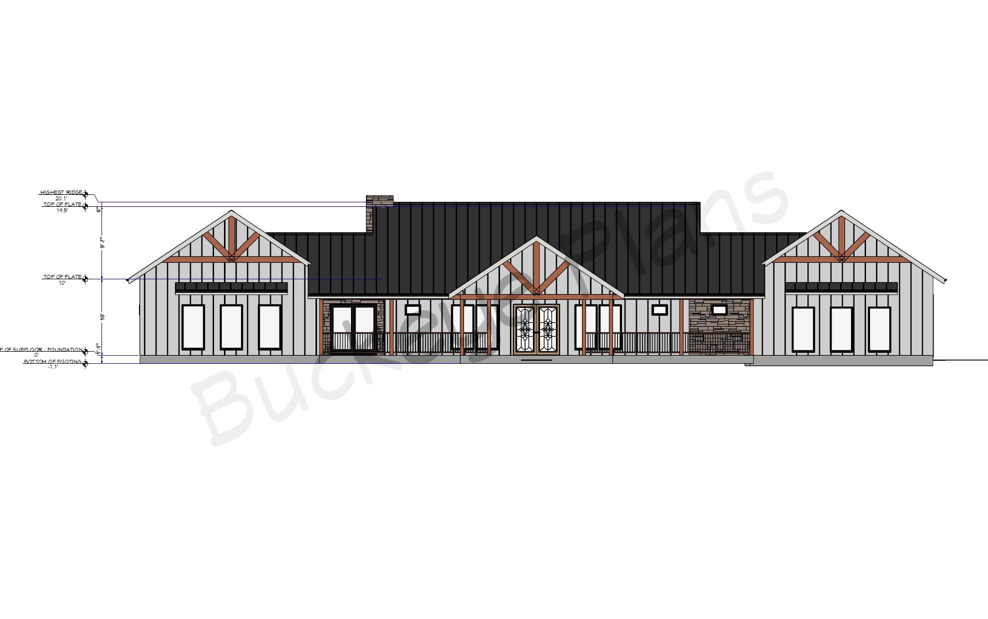 BD058 Modern Farmhouse Plan UNDER 2,000 SQFT of Living Area