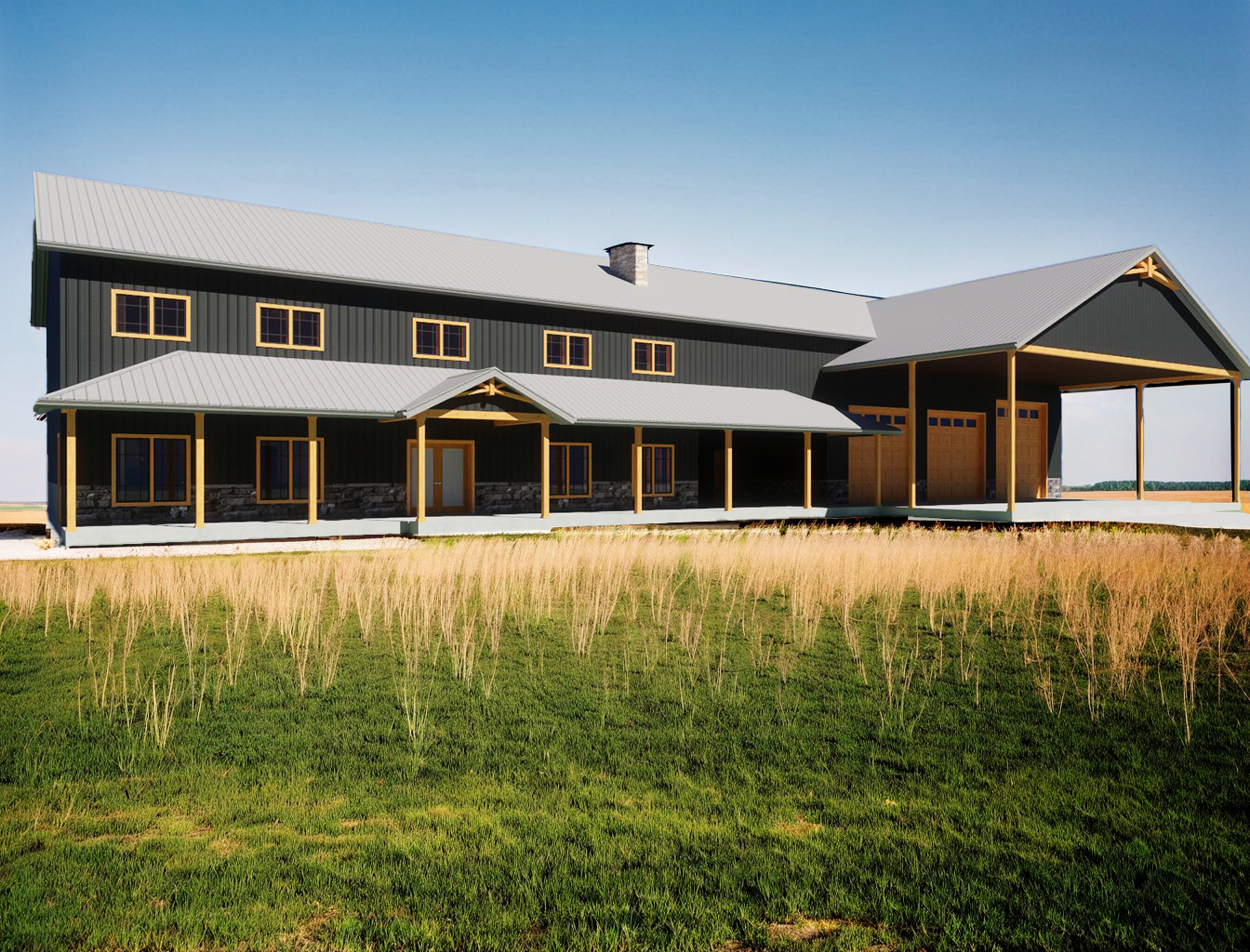 4,632 Square Feet 3-4 Bedroom Barndominium with Breezeway to Attached Shop – Versatile Home and Workspace Design