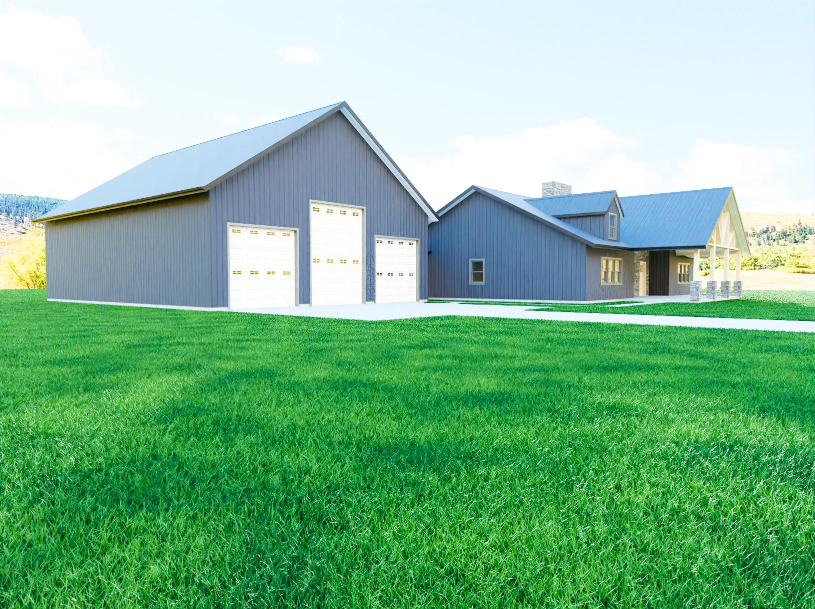 Double Master Suite Barndominium with Vaulted Shop & Hidden Pantry