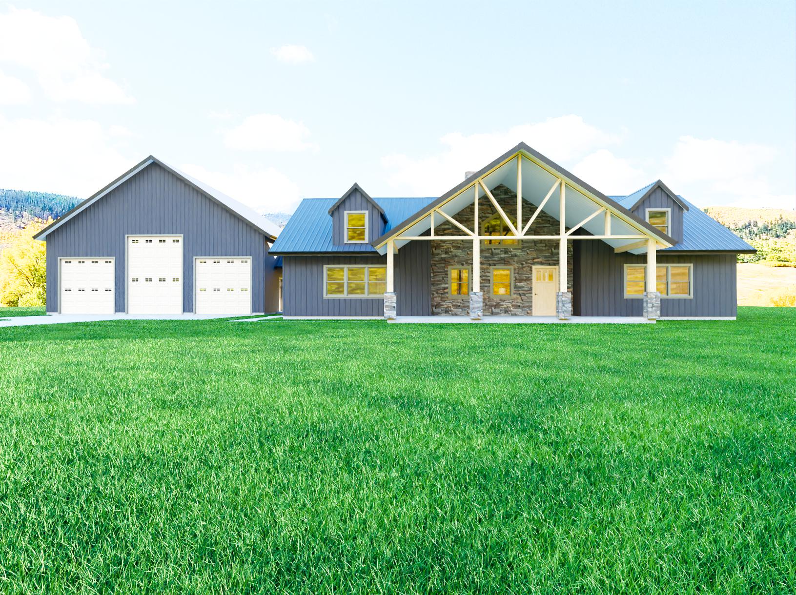 Double Master Suite Barndominium with Vaulted Shop & Hidden Pantry