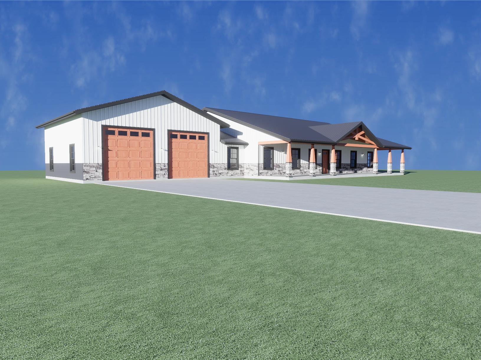 Adams Barndominium – 2,752 Sq. Ft. 3-Bedroom Barndominium Floor Plan and Elevations