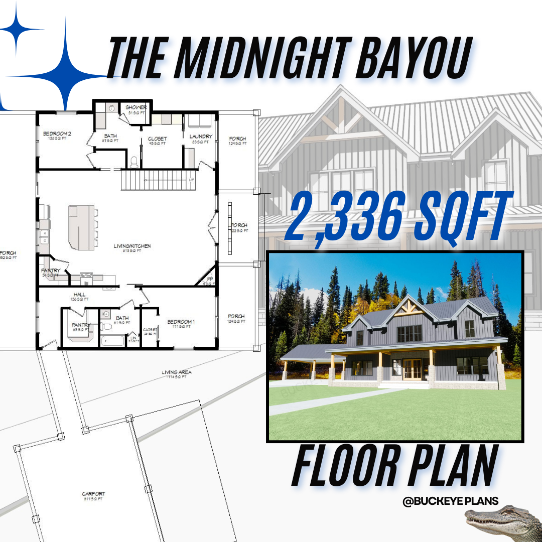 The Midnight Bayou House Plan – 1,774 Sq Ft First Floor, 562 Sq Ft Second Floor