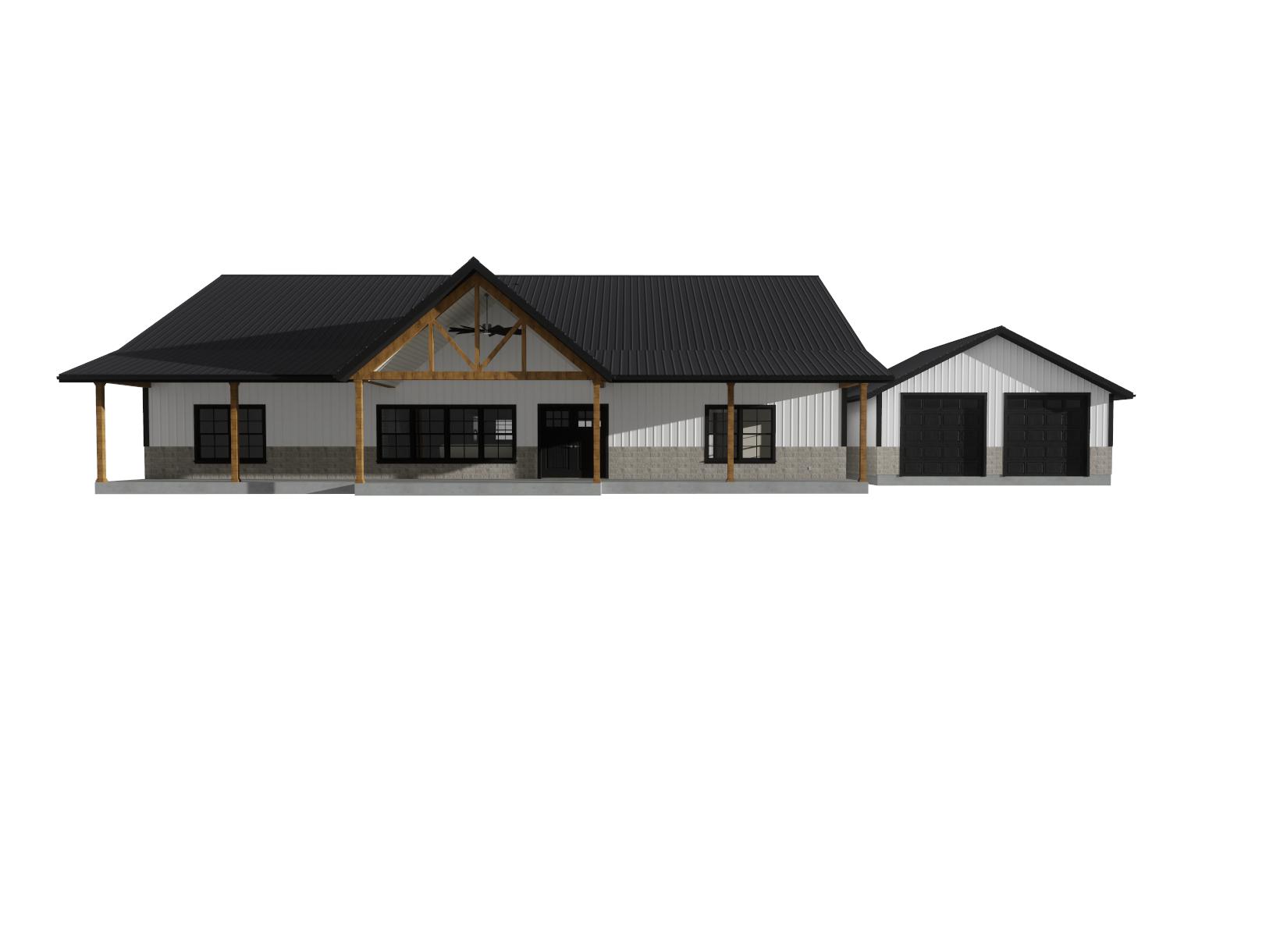 The Luke Barndominium Plan: Spacious 4-Bedroom Design with Garage