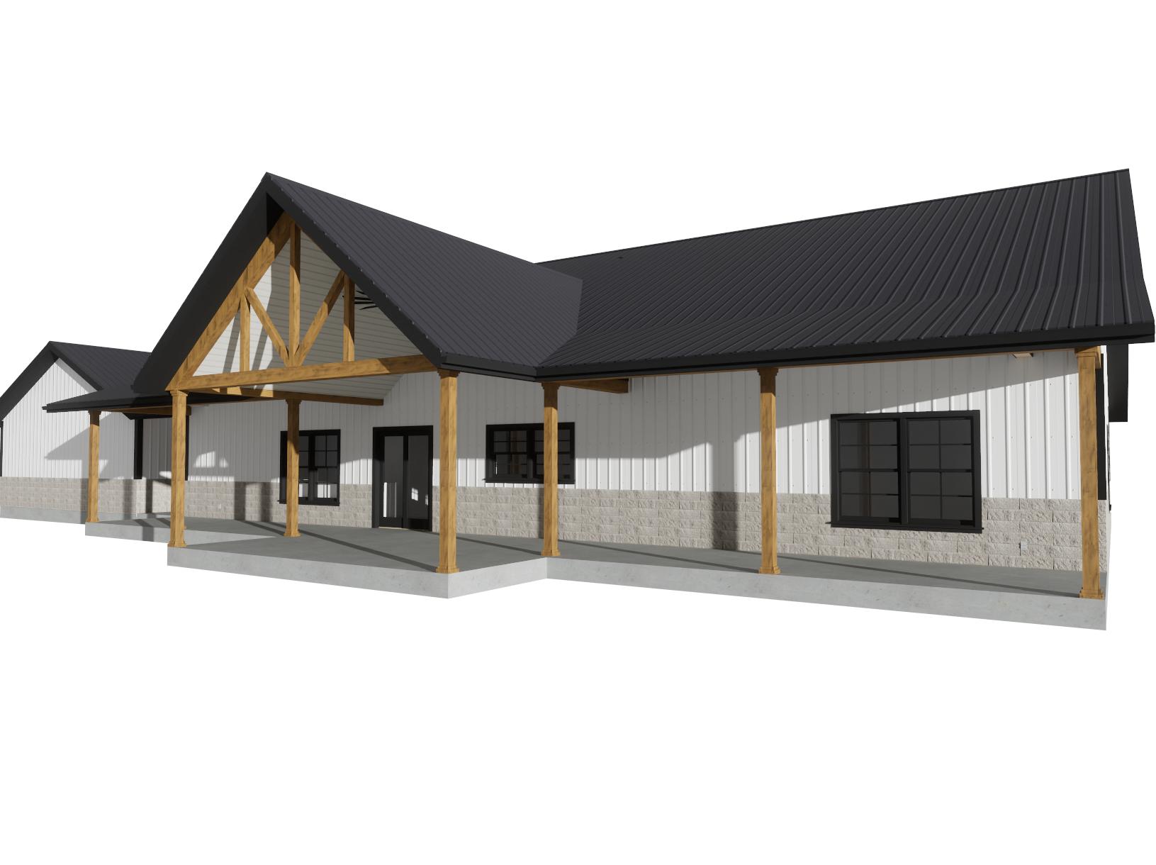 The Luke Barndominium Plan: Spacious 4-Bedroom Design with Garage