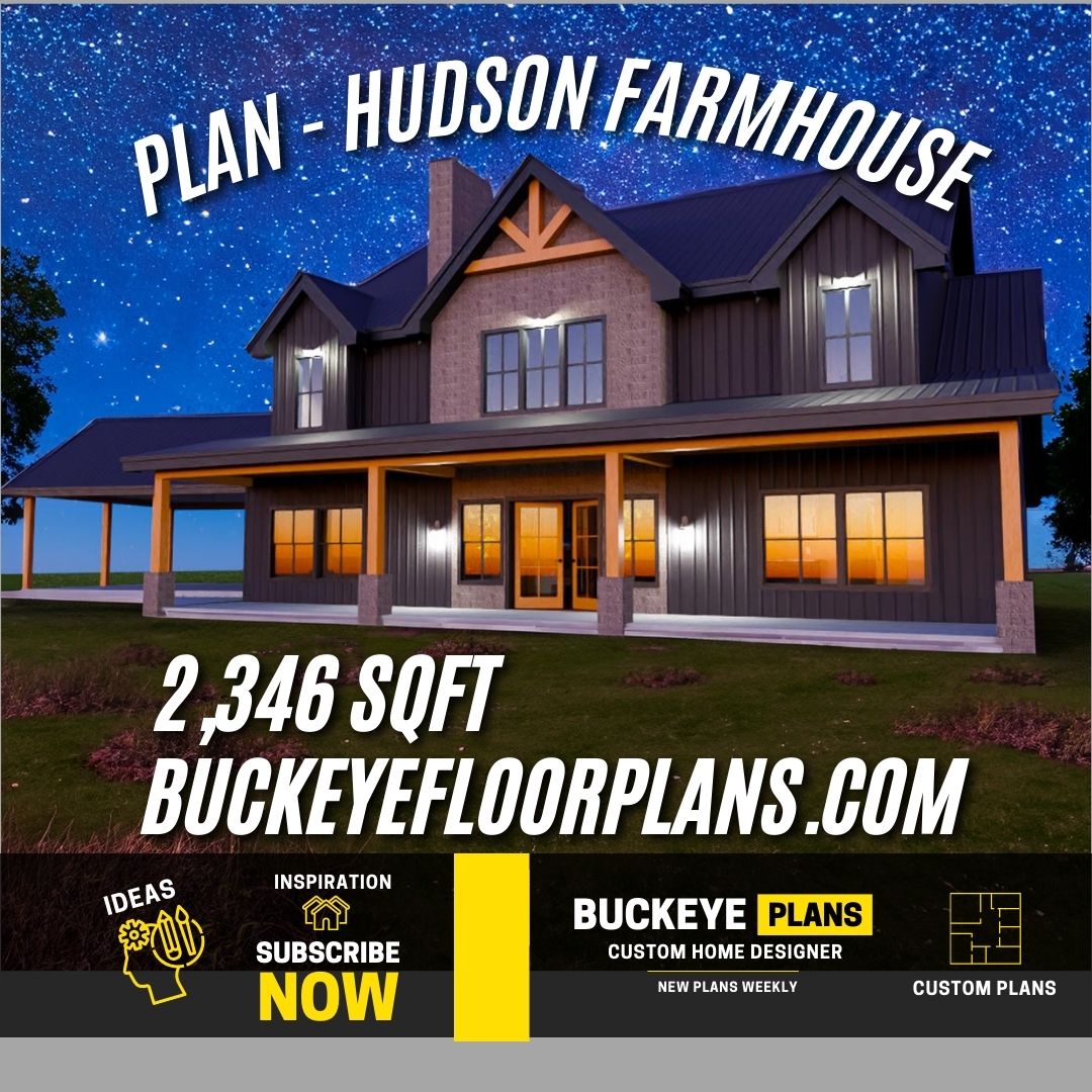 The Hudson Farmhouse Plan – 2,346 SqFt with Loft, Office, and Carport
