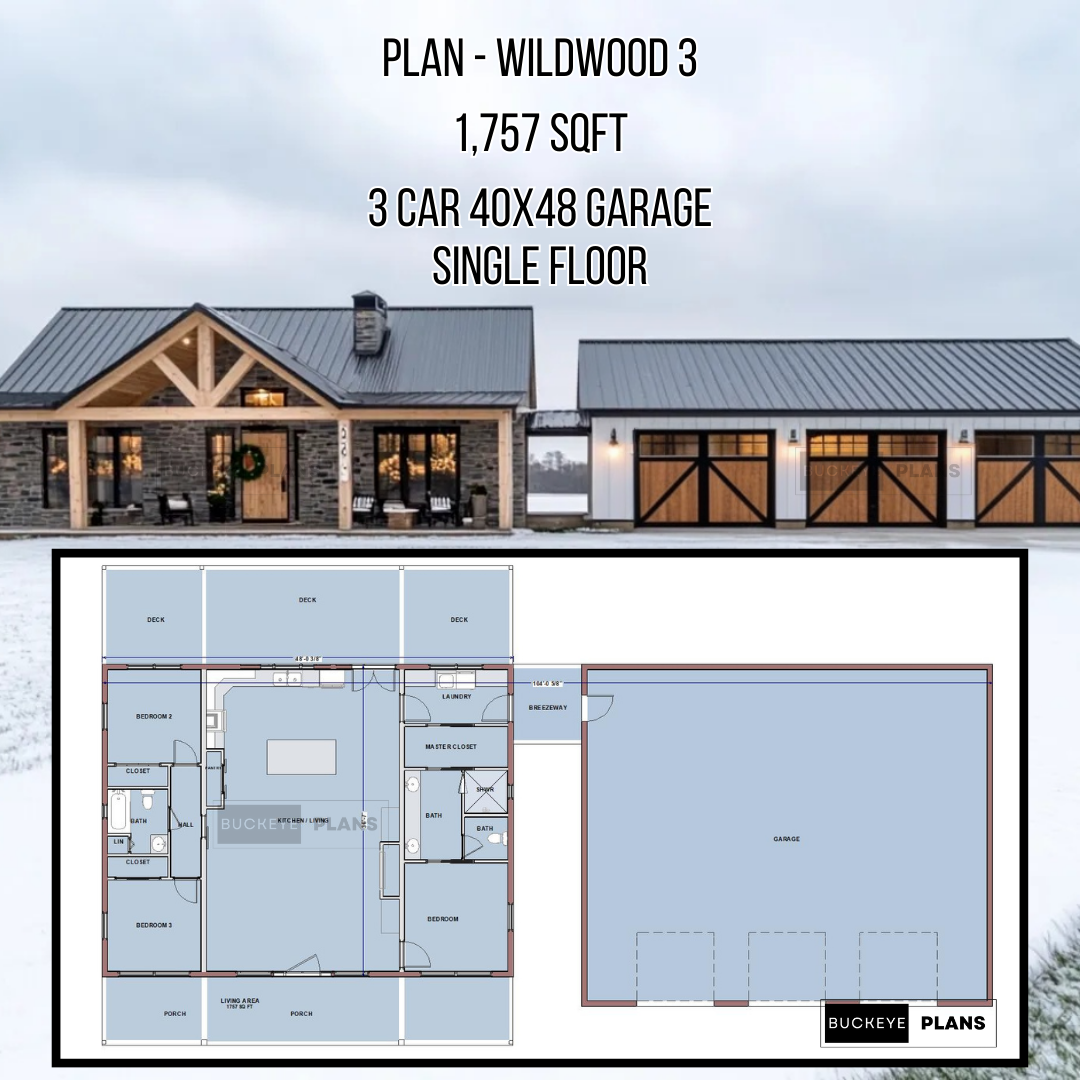 The Wildwood 3 Barndominium Plan