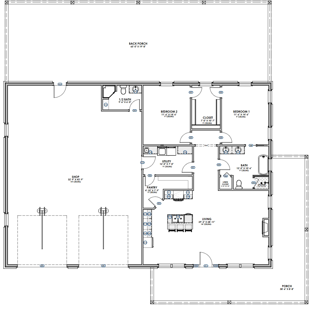 The Brooks Barndominium 2 Bed 1 Bath