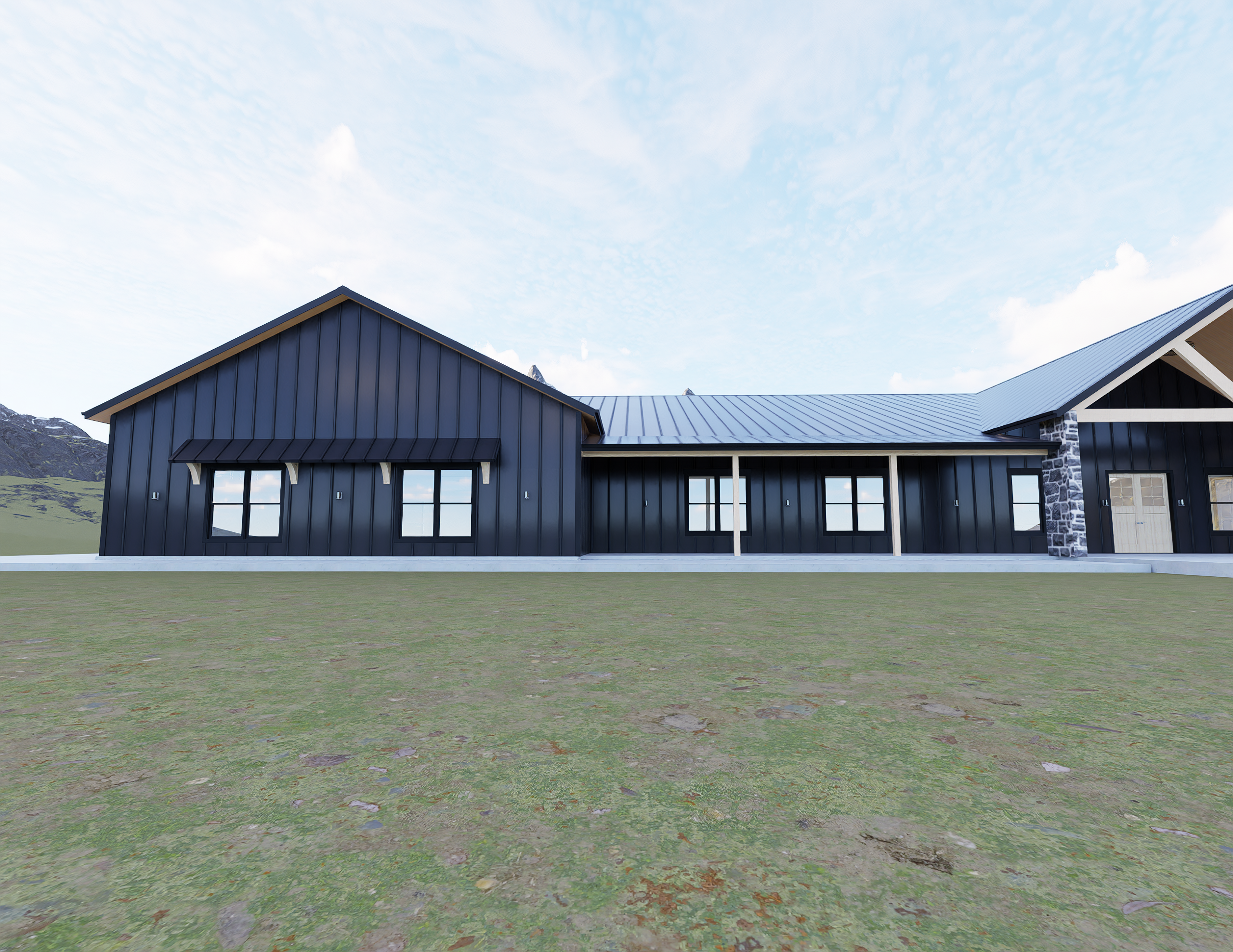 The Canyon Black Barndominium Plan 