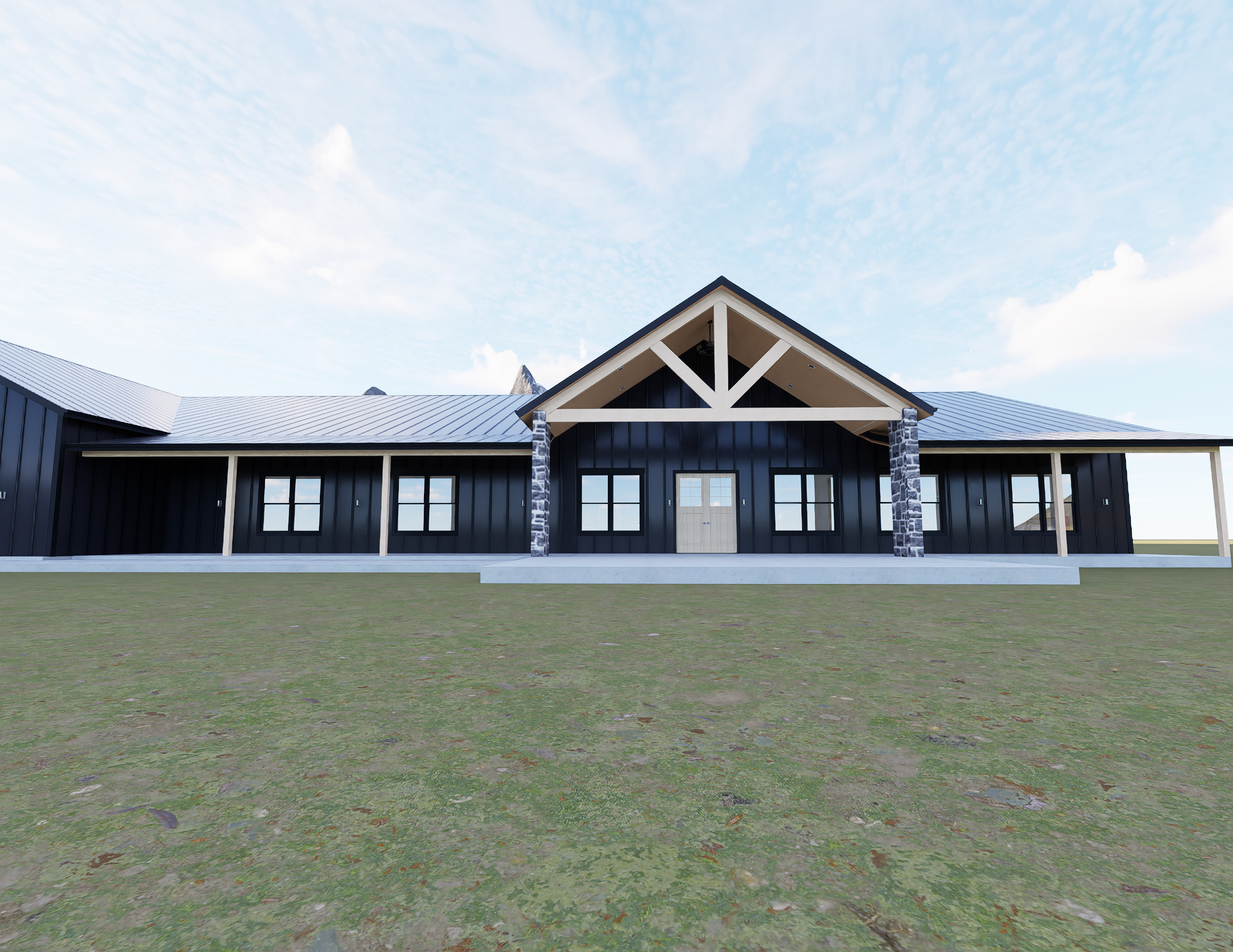 The Canyon Black Barndominium Plan 
