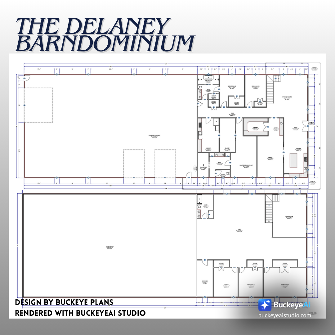 The Delaney: Massive 14,000+ SF Modern Barndominium & Workshop Plan