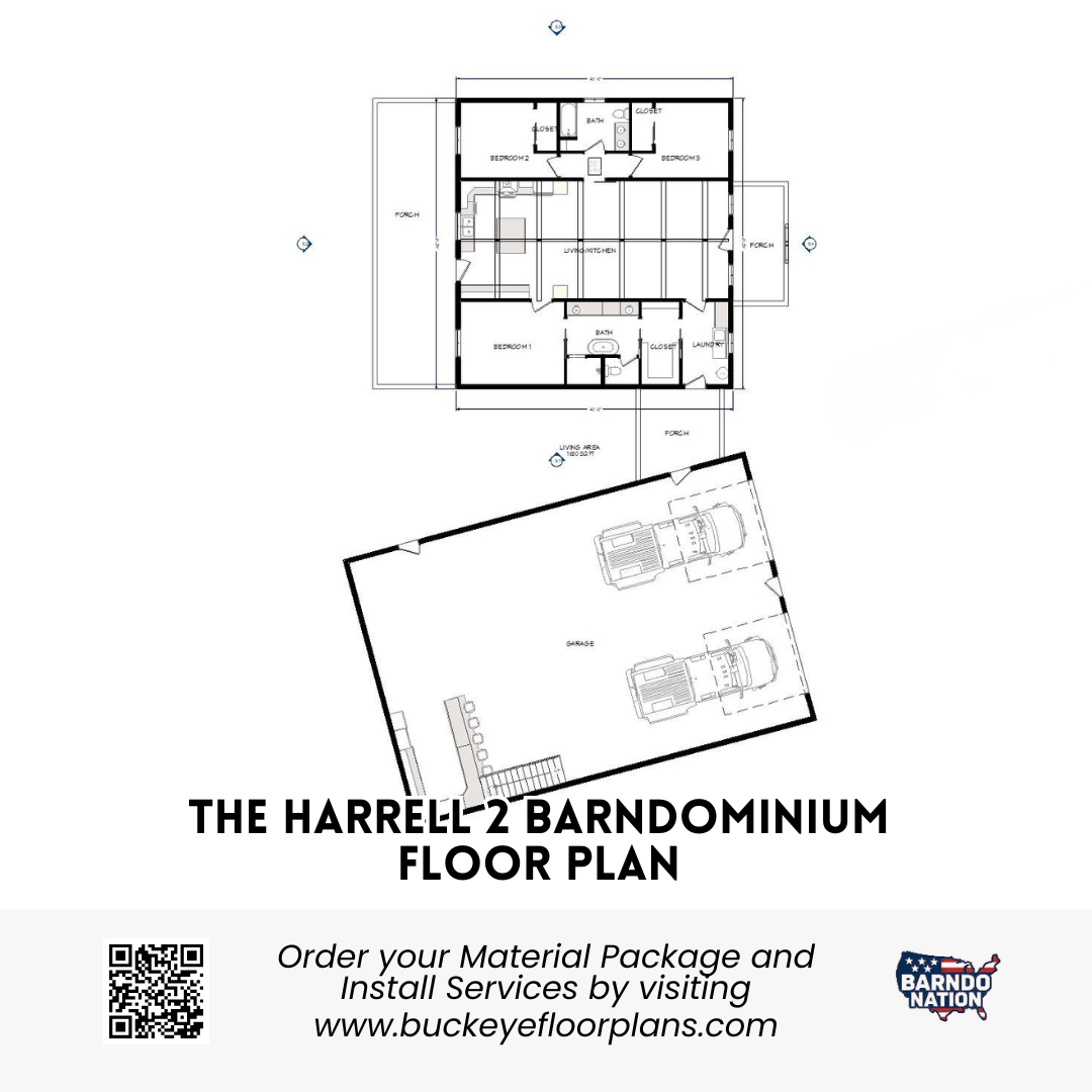 3 Bedroom 1,680 Sqft Heated/Cooled with 40x60 Garage 