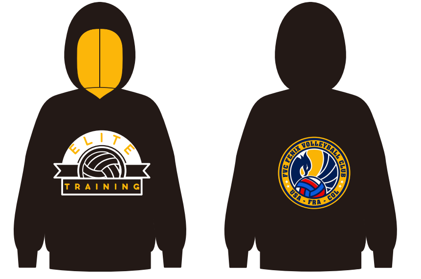 HOODIE ALGODÓN - DISEÑO - TRAINING - MARCA SOBRE BRAZO DERECHO (FVC VOLLEYBALL NOEUD SPORTIF)