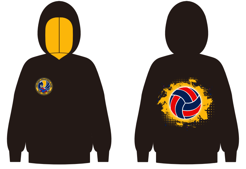 HOODIE ALGODÓN - DISEÑO - BALON ESPALDA - MARCA SOBRE BRAZO DERECHO (FVC VOLLEYBALL NOEUD SPORTIF)