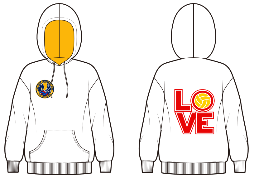 HOODIE ALGODÓN - DISEÑO - I LOVE - MARCA SOBRE BRAZO DERECHO (FVC VOLLEYBALL NOEUD SPORTIF)