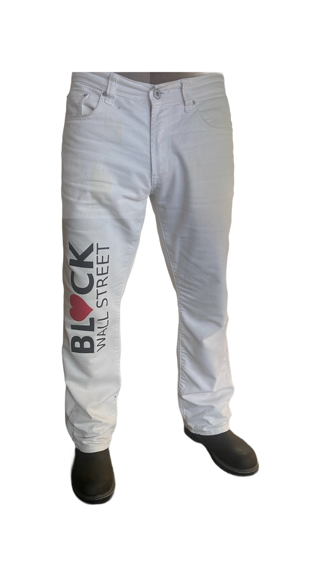 Heart Black Wall Street Jeans White