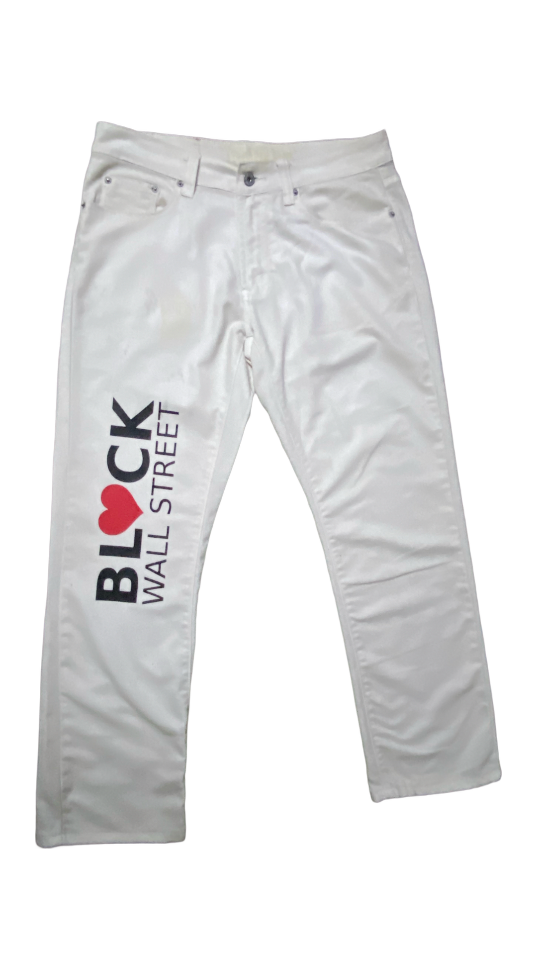 Heart Black Wall Street Jeans White
