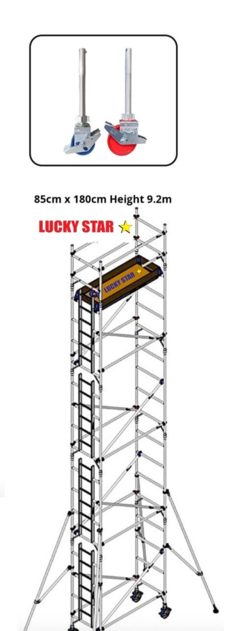 Single Width Scaffolding Tower, Aluminium, 9.2 Mtrs, 250 Kg