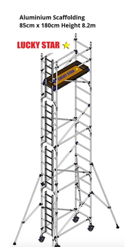 Single Width Scaffolding Tower, Aluminium, 8.2 Mtrs, 250 Kg