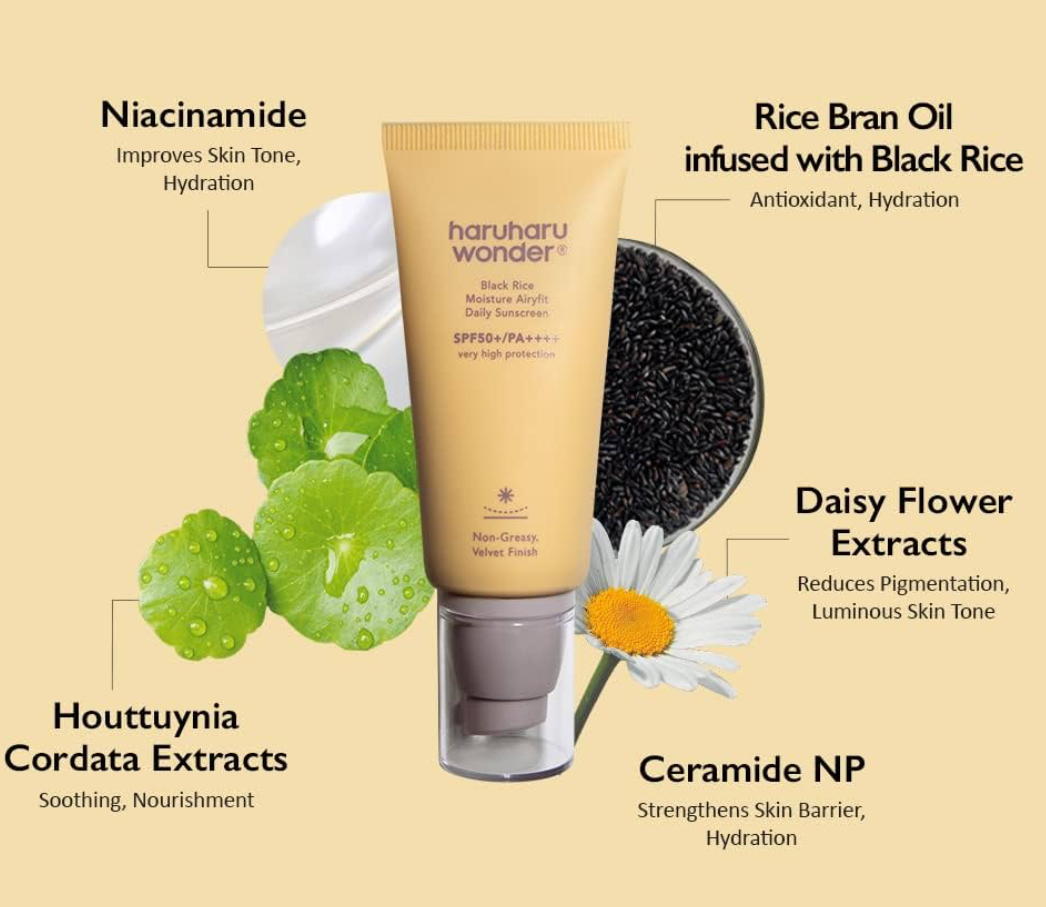 HARUHARU WONDER -  Ecran solaire hydratant au riz noir Airyfit SPF50+