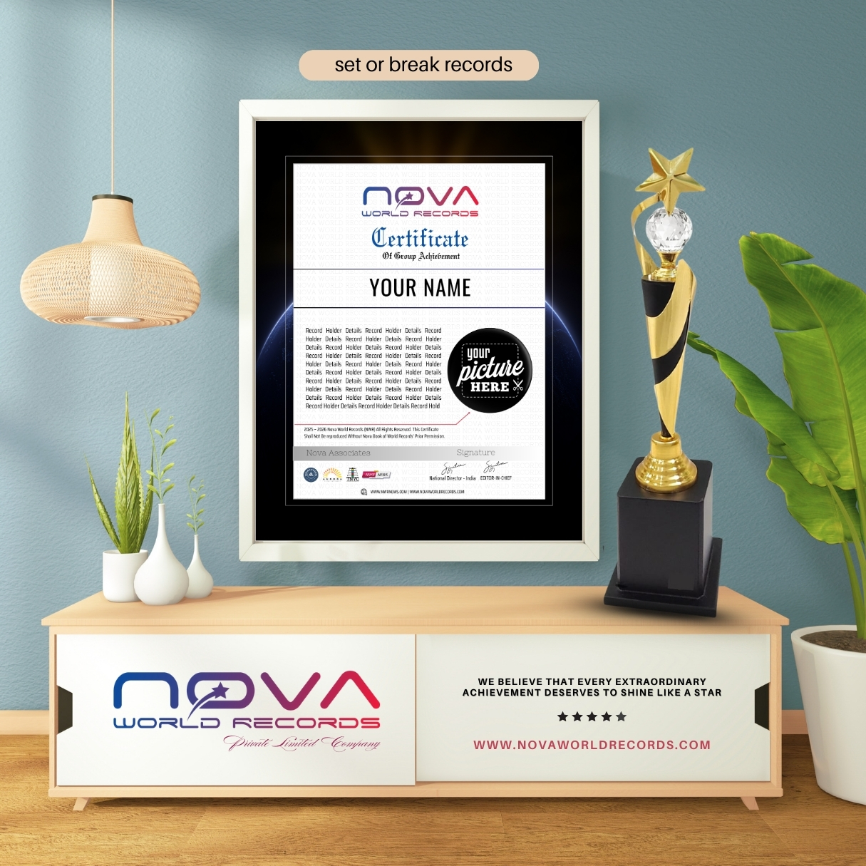 Framed Certificate and Trophy