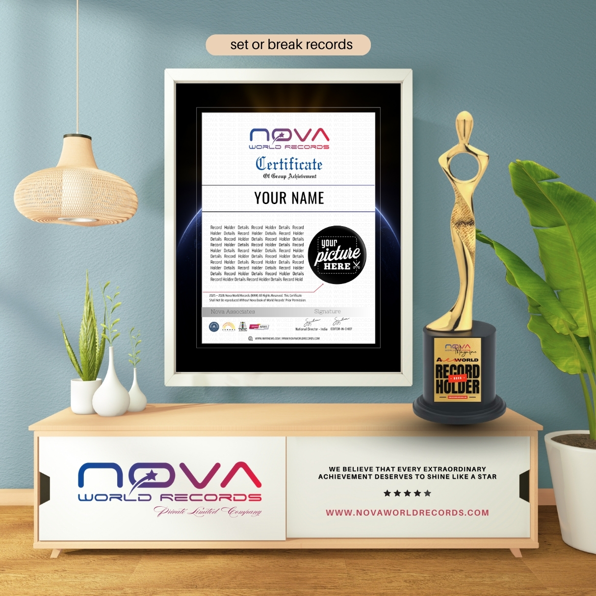 Framed Certificate and Trophy