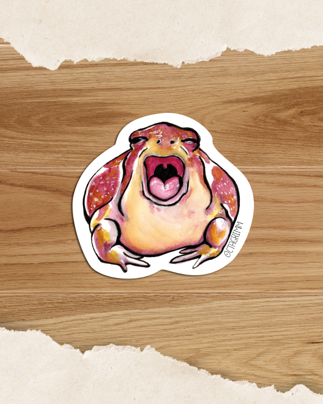 Froschsticker "Gähnhilde"