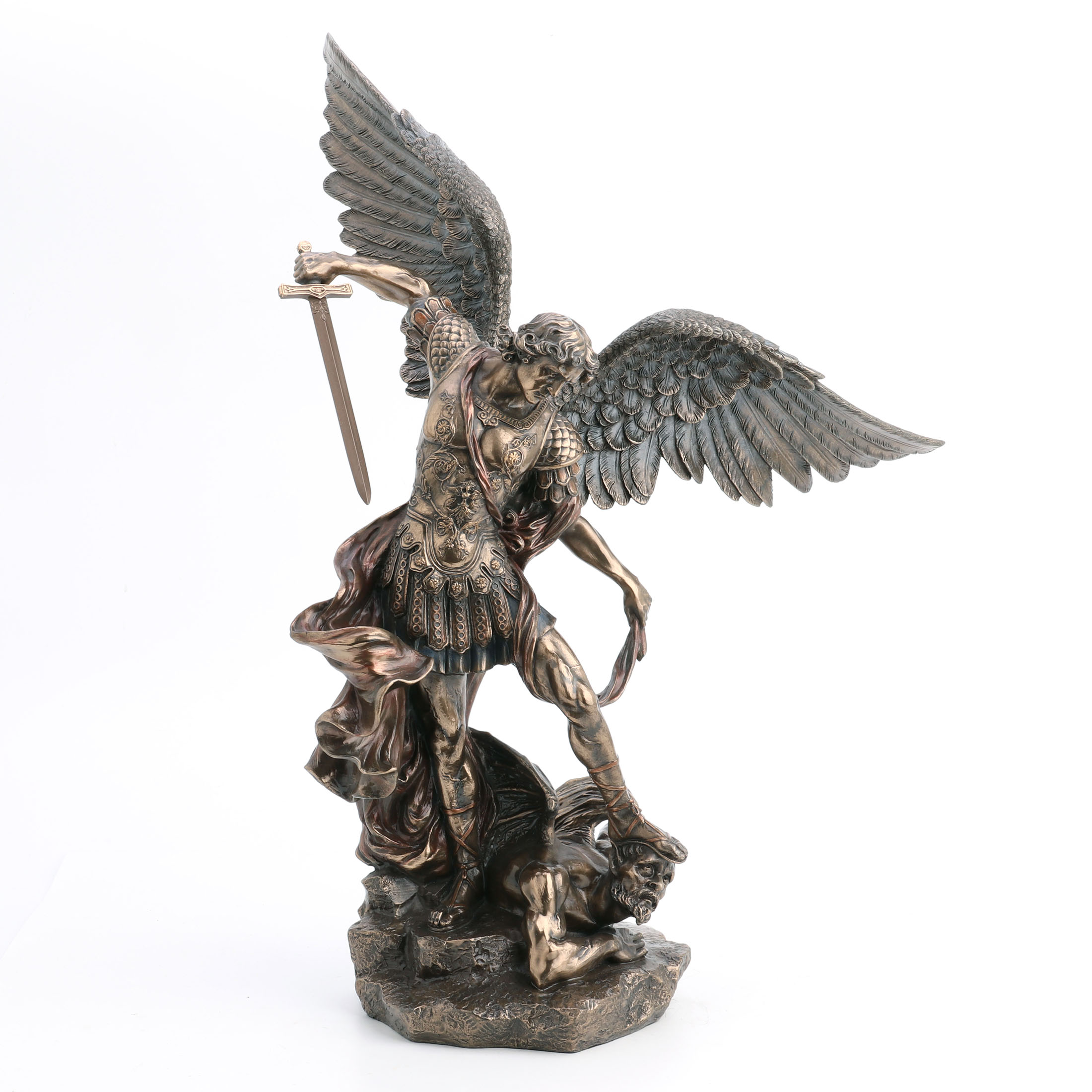 SAINT MICHAEL STANDING OVER DEMON WITH SWORD