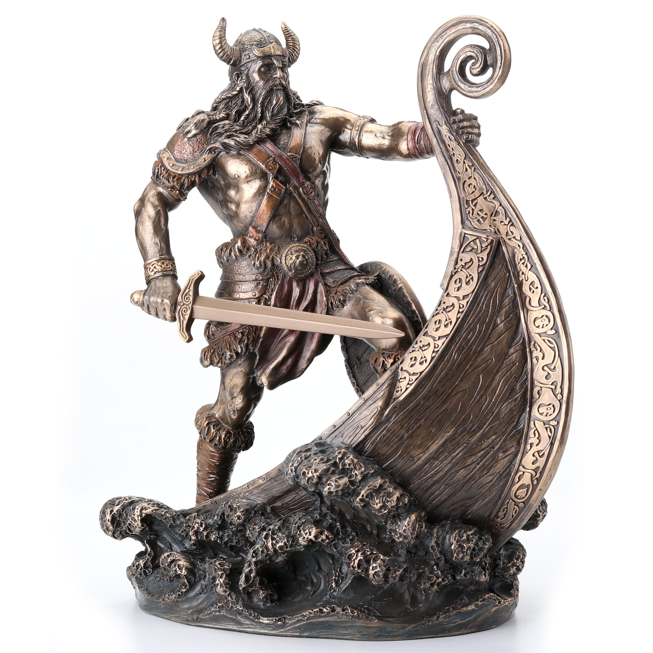 VIKING WARRIOR STANDING ON PROW
