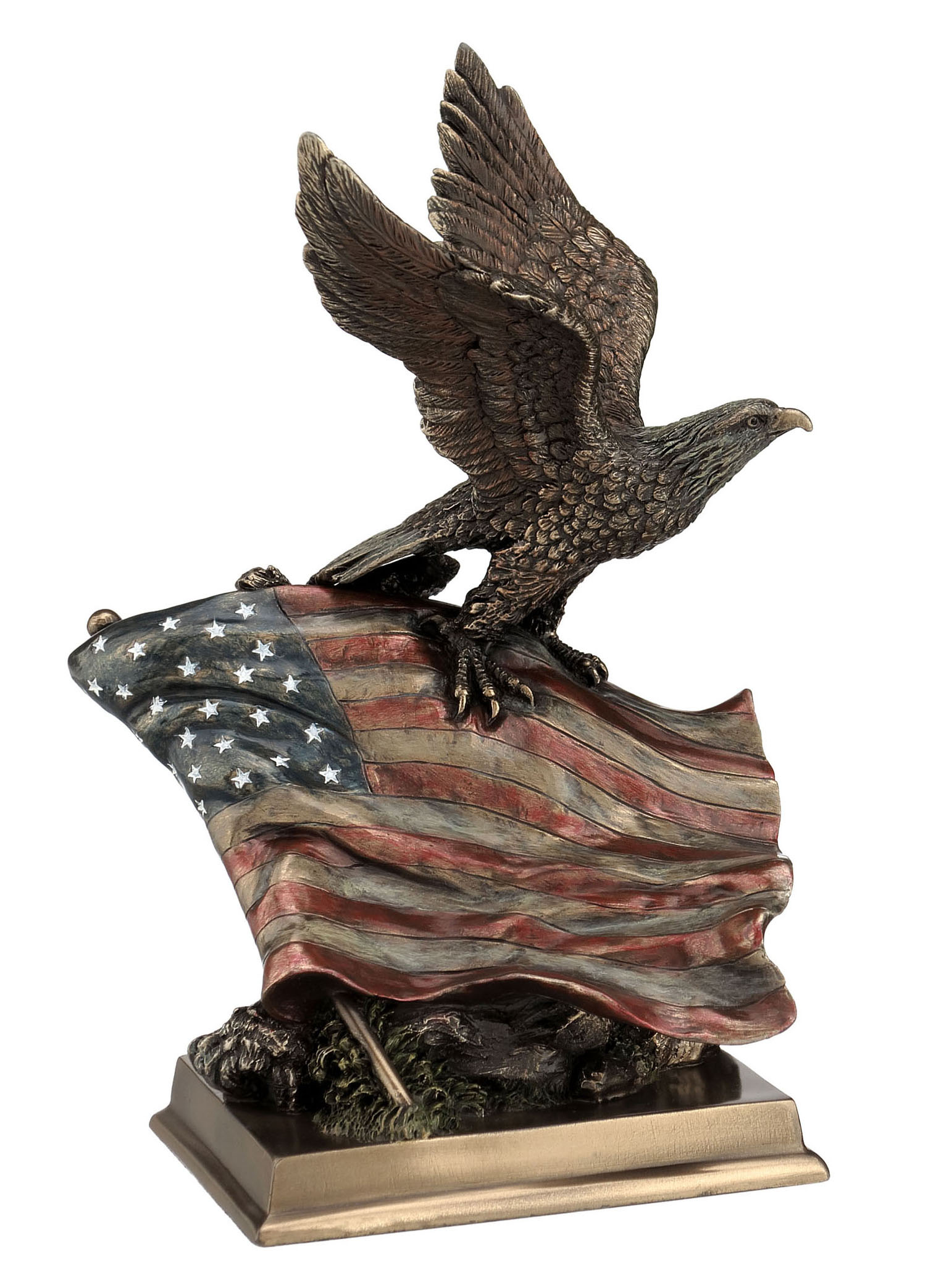 AMERICA PRIDE - BALD EAGLE PERCH ON BRANCH WITH STARS' STRIPES