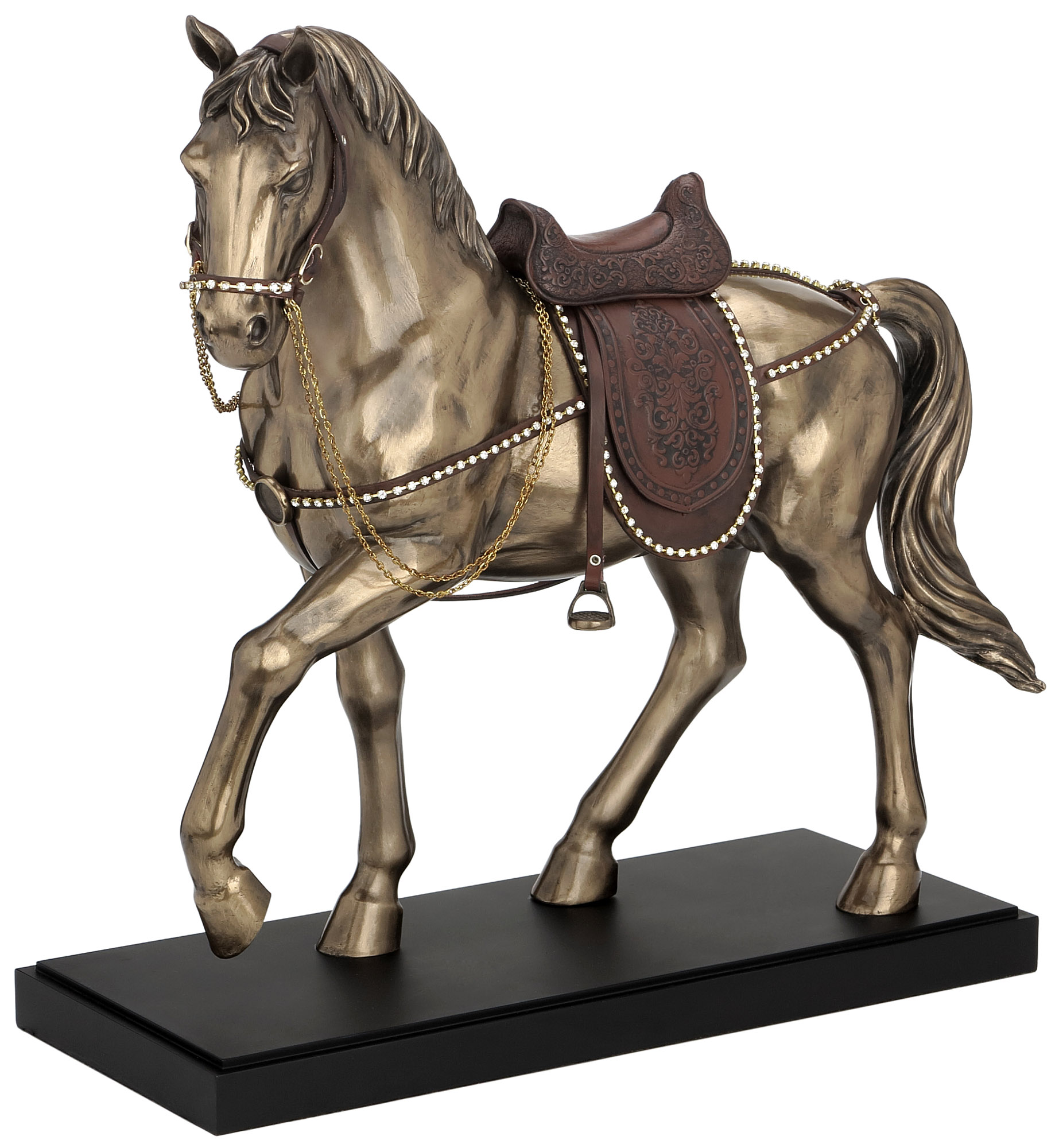 HORSE WITH CRYSTALS ON BRIDLE AND SADDLE